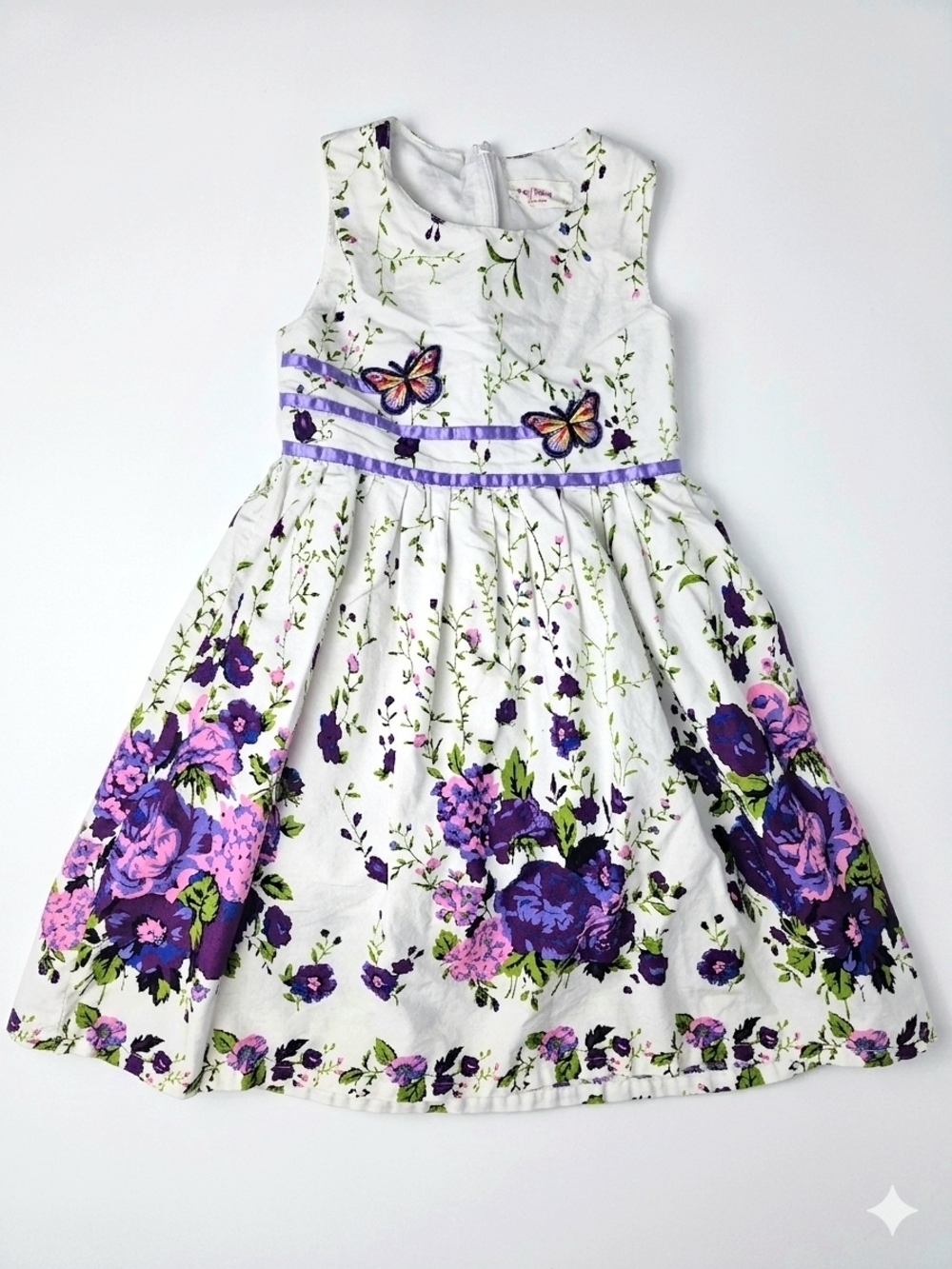 Sunny Fashion Floral Butterfly A-Line Party Dress | Girls Size 7/8